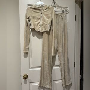 TWO PIECE. Urban Outfitters Out From Under Velour Corset Zip-Up Jacket AND Pants